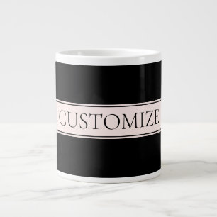 Grande Tasse Clair rose pâle Bleu Bande et Élégant Texte modifi