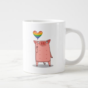 Grande Tasse Cochon Avec Ballot Arc-En-Ciel