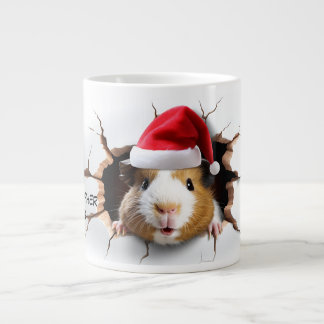 Grande Tasse Cochon de Guinée mignonne 3D avec Santa Hat