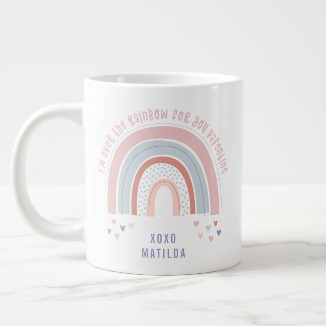 Grande Tasse Coeur arc-en-ciel jolie salle de classe cadeau val (Gauche)