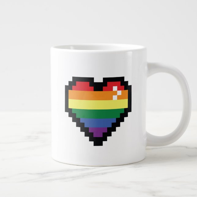 Grande Tasse Coeur de pixel arc-en-ciel (Droite)
