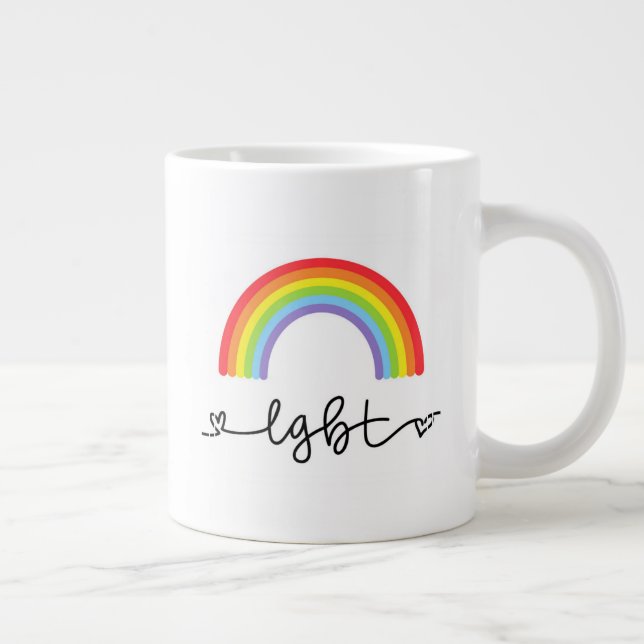 Grande Tasse Coeurs LGBT et arcs-en-ciel (Droite)