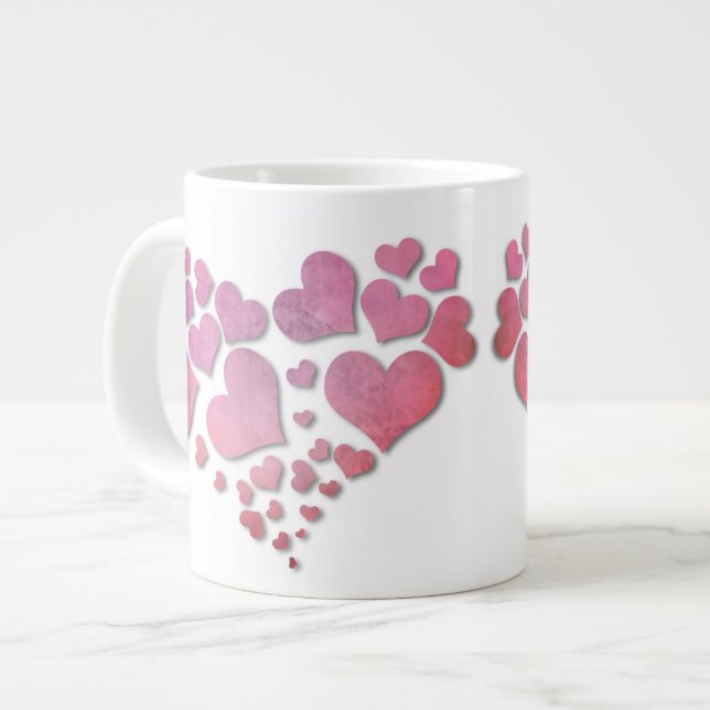Grande Tasse Coeurs * Love Coffee Mug - Coeurs - Personnaliser (Devant gauche)