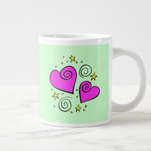 Grande Tasse Coeurs roses, Amour, Romance, Saint-Valentin, Étoi