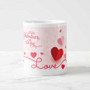 Grande Tasse Coeurs roses élégants Saint-Valentin