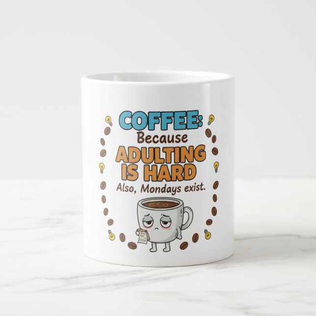 Grande Tasse Coffee Because Adulting is Hard (Devant)