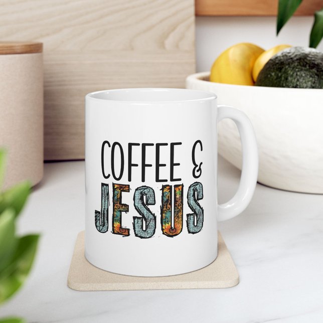 Grande Tasse Coffee & Jesus Christian Faith Graphisme (Coffee & Jesus Christian Faith Graphic Giant Coffee Mug)