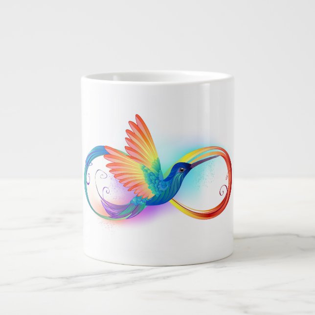 Grande Tasse Colibri arc-en-ciel avec symbole Infinity (Devant)