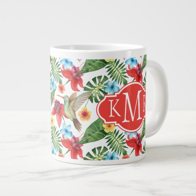 Grande Tasse Colibri tropical| Monogramme (Devant droit)