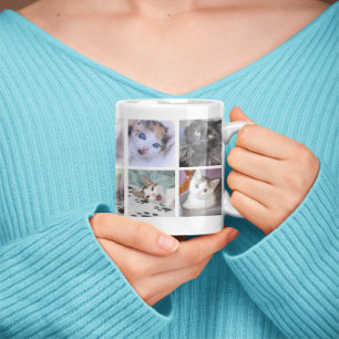 Grande Tasse Collage de photos de famille et d'animaux de compa