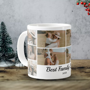 Grande Tasse Collage de photos familiales - 10 photos Texte per