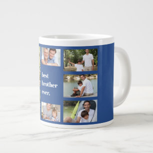 Grande Tasse Collage de photos Meilleur Frère Jamais Bleu et B