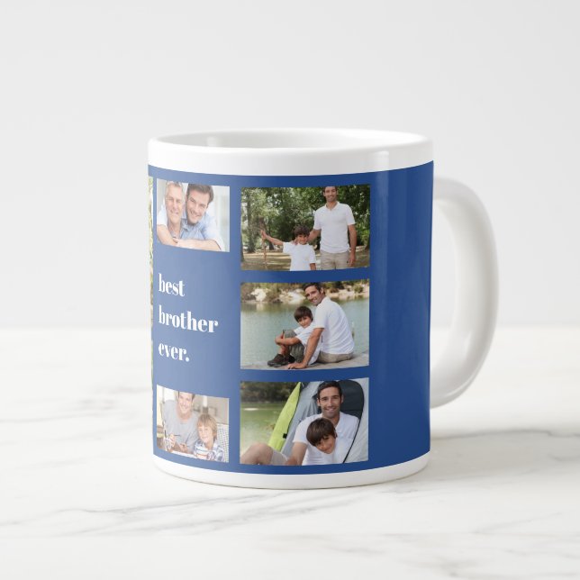 Grande Tasse Collage de photos Meilleur Frère Jamais Bleu et Bl (Devant droit)