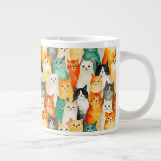 Grande Tasse Collage du Motif de chats aquarelle