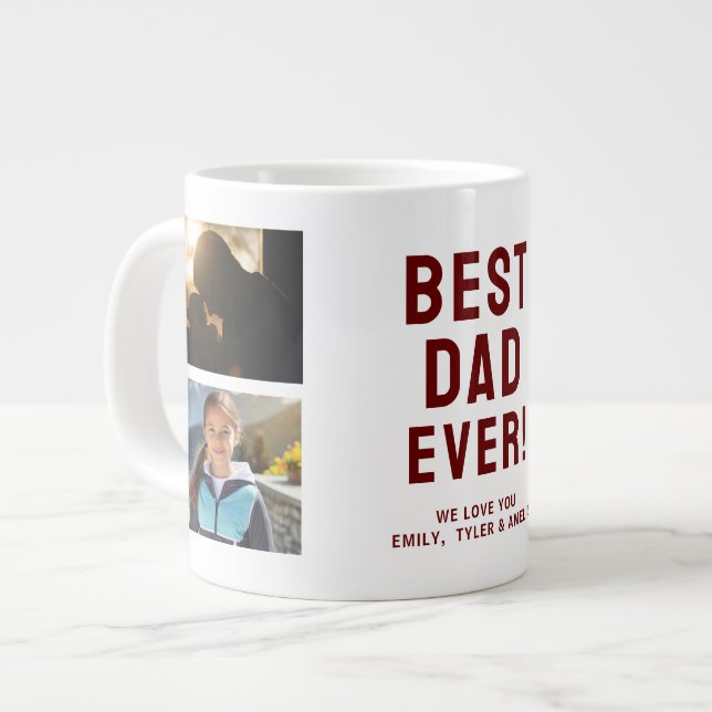 Grande Tasse Collage photo Best Dad Ever 4 (Devant gauche)