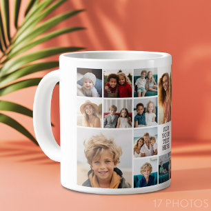 Grande Tasse Collage photo personnalisé 17 - noir - blanc