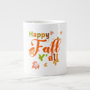 Grande Tasse Colorée Happy Fall Y'all avec feuilles d'automne