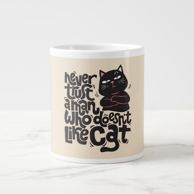 Grande Tasse Conception amusante de devis Amoureux des chats (Devant)