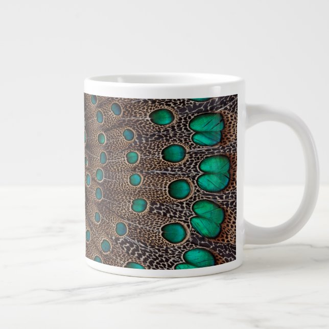 Grande Tasse Conception de fractale de plume de faisan (Droite)