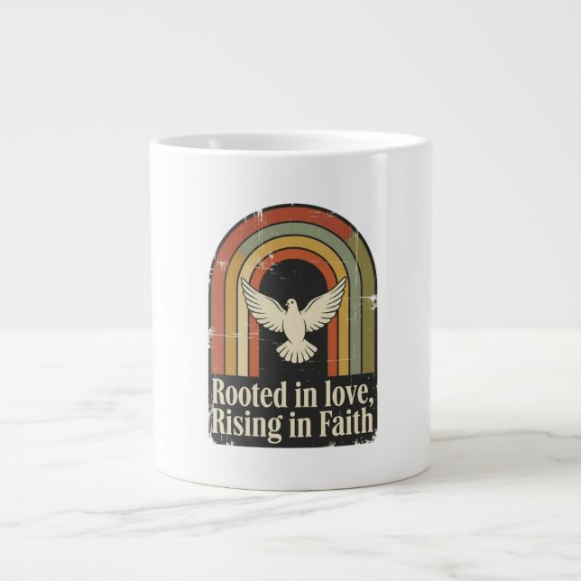 Grande Tasse Conception de la foi rétro-enracinée (Devant)