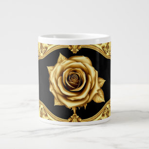 Grande Tasse Conception de rose artistique dorée avec détails o