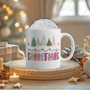 Grande Tasse Conception de sublimation d'arbre de Noël Boho mig