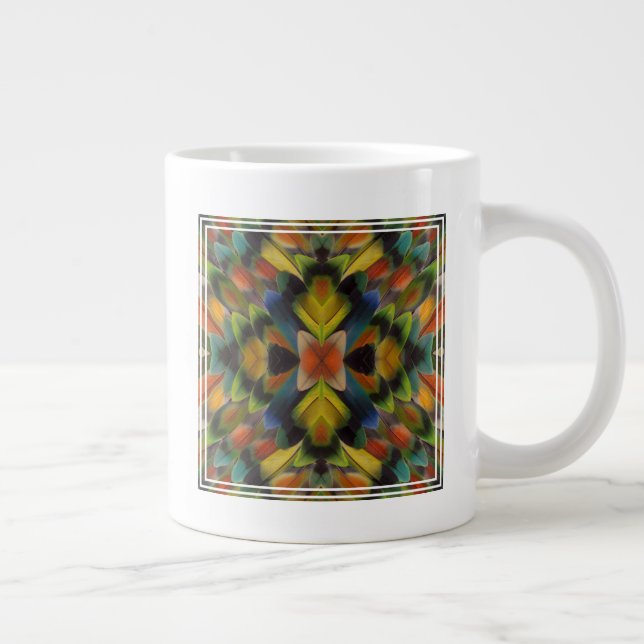 Grande Tasse Conception fractale des plumes de l'inséparable (Droite)