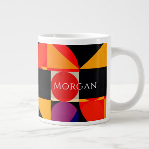 Grande Tasse Conception géométrique, rouge orange violet noir, 