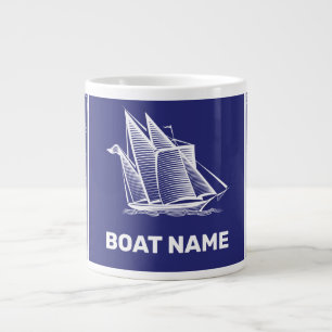 Grande Tasse Conception nautique Marine Bleu Tissu Mug