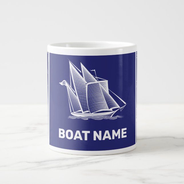 Grande Tasse Conception nautique Marine Bleu Tissu Mug (Devant)