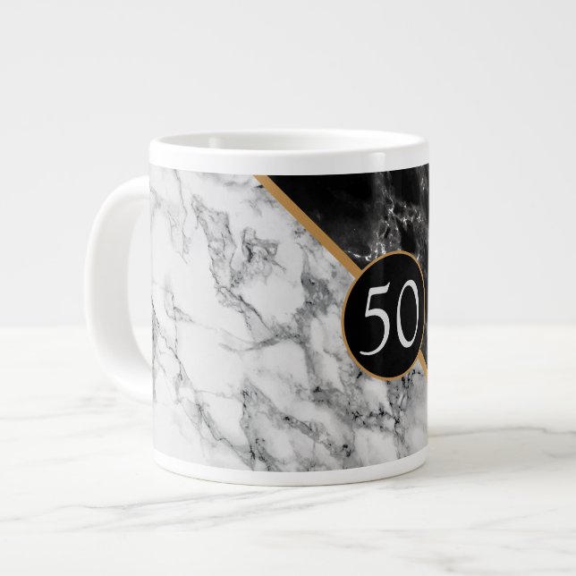 Grande Tasse Conception personnalisée de marbre de café d'anniv (Devant gauche)