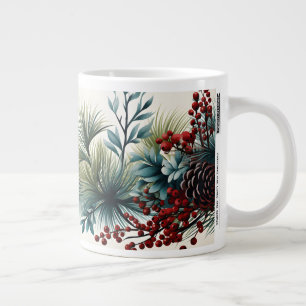 Grande Tasse Cones de pin de Noël et baies 20oz Mug for Coff