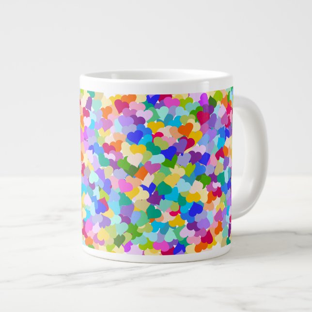 Grande Tasse Confettis de coeur d'arc-en-ciel (Devant droit)