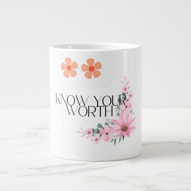 Grande Tasse Connaissez votre vaillance Motivationnelle Citatio (Devant)