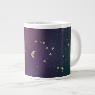 Grande Tasse Constellation Galaxie Ombre Violet Étoiles Faux Or