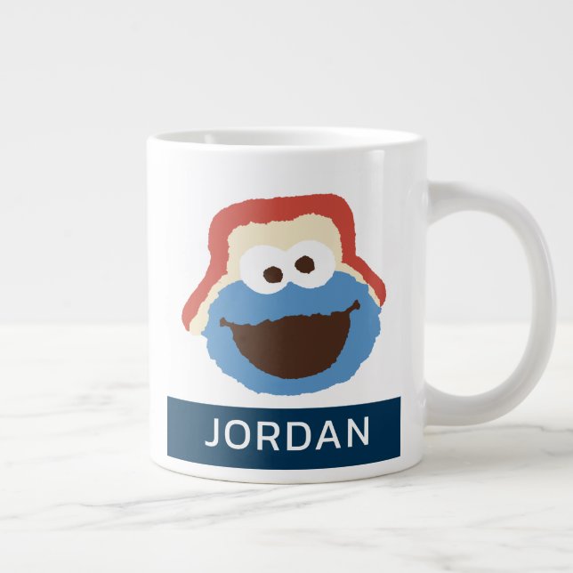 Grande Tasse Cookie Monster Woodland Face | Ajouter Votre Nom (Droite)