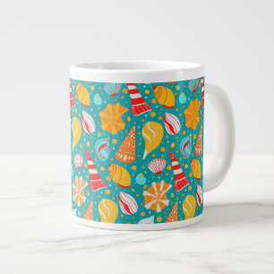 Grande Tasse Coquillages de caricature avec sable et ornement d