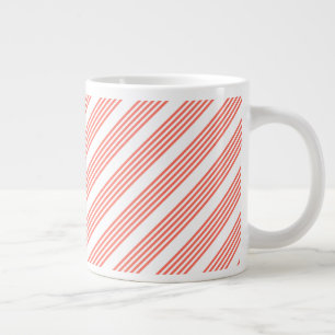 Grande Tasse Corail vivant et blanc cinq bandes motif