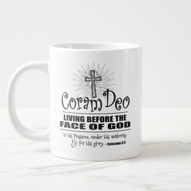 Grande Tasse "Coram Deo" 20 oz JUMBO Mug (Noir) (Gauche)