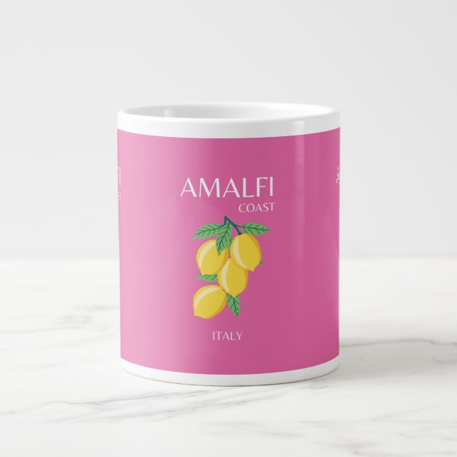 Grande Tasse Côte amalfitaine, Italie, Art Voyage, Rose, Preppy (Devant)