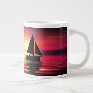 Grande Tasse Coucher de soleil, Mer, Bateau à voile