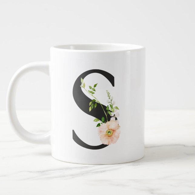 Grande Tasse Coupe initiale avec la lettre S et les jolies fleu (Gauche)