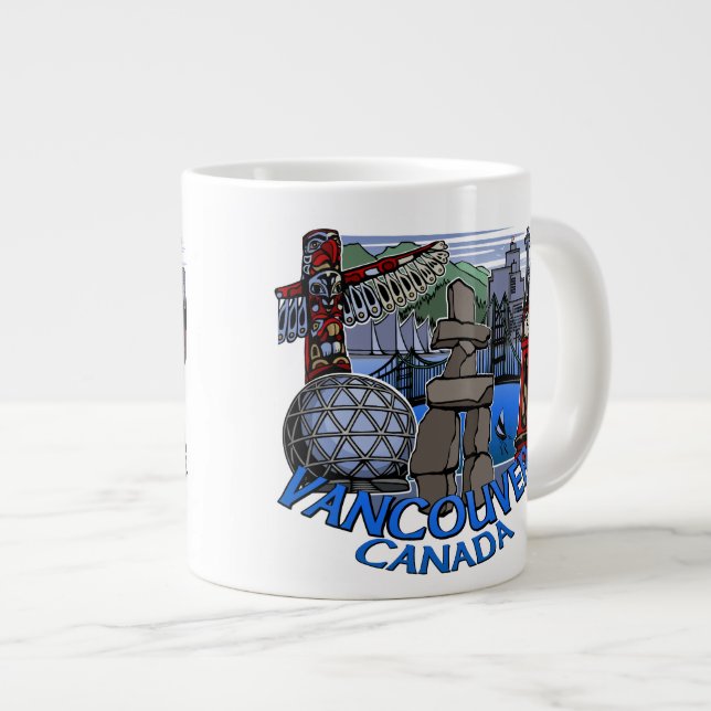 Grande Tasse Coupe Jumbo Vancouver Coffee Mug Native Art Landma (Devant droit)