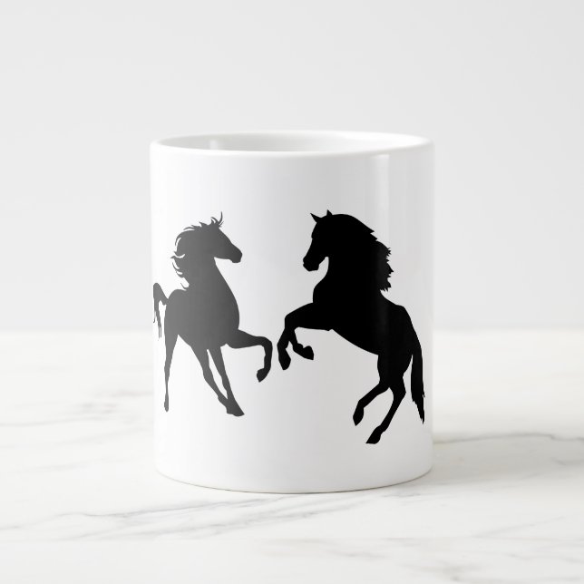 Grande Tasse Couple Black Horses Café Mug (Devant)