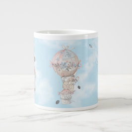 Grande Tasse Couple lapin de Saint Valentin dans le ciel