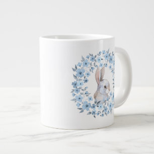 Grande Tasse Courbe à lapin et à fleurs