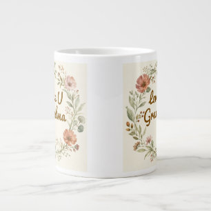 Grande Tasse Couronne florale personnalisée pour grand-mère