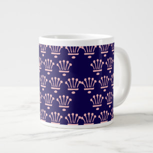 Grande Tasse Couronnes roses bleu foncé