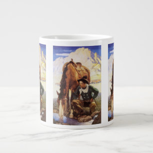 Grande Tasse Cowboy Arrosant Son Cheval par NC Wyeth, Art Vinta