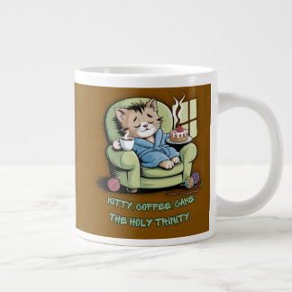 Grande Tasse Cozy Kitten with Coffee and Cake – Funny Cat